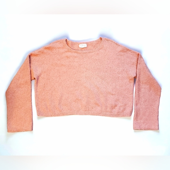 Velvet Graham + Spencer Womens XL Nabi Knit Crop Boxy Sweater Long Sleeve Pink - Picture 9 of 9